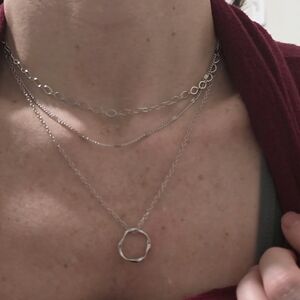 Sterling Silver Layered Circle Pendant Necklace